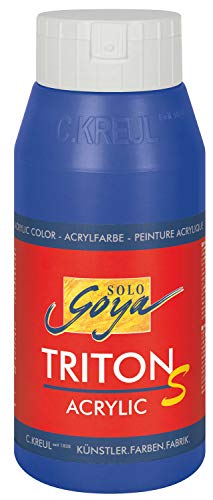 KREUL 17308 - Solo Goya Triton S Acrylfarbe ultramarinblau, 750 ml Flasche, schnell trocknend mit Glanzeffekt, Farbe auf Wasserbasis, in Studioqualität, vielseitig einsetzbar, gut deckend von Kreul