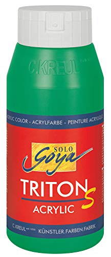 KREUL 17309 - Solo Goya Triton S Acrylfarbe permanentgrün, 750 ml Flasche, schnell trocknend mit Glanzeffekt, Farbe auf Wasserbasis, in Studioqualität, vielseitig einsetzbar, gut deckend und ergiebig von Kreul