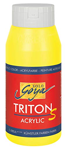 KREUL 17313 - Solo Goya Triton S Acrylfarbe citron, 750 ml Flasche, schnell trocknend mit Glanzeffekt, Farbe auf Wasserbasis, in Studioqualität, vielseitig einsetzbar, gut deckend und ergiebig von Kreul