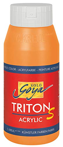 KREUL 17314 - Solo Goya Triton S Acrylfarbe echtorange, 750 ml Flasche, schnell trocknend mit Glanzeffekt, Farbe auf Wasserbasis, in Studioqualität, vielseitig einsetzbar, gut deckend und ergiebig von Kreul