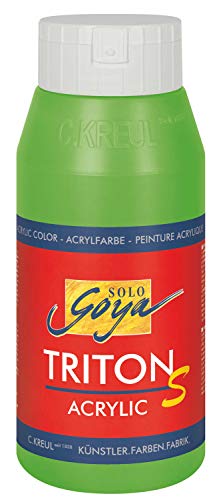 KREUL 17315 - Solo Goya Triton S Acrylfarbe gelbgrün, 750 ml Flasche, schnell trocknend mit Glanzeffekt, Farbe auf Wasserbasis, in Studioqualität, vielseitig einsetzbar, gut deckend und ergiebig von Kreul