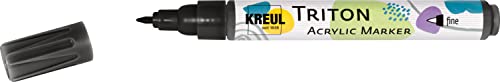 KREUL 17609 - Triton Acrylic Marker fine, Schwarz, Strichstärke circa 1 bis 2 mm, für extrafeine Ausarbeitungen, seidenmatt auftrocknend, hohe Farbintensität, wetterfest auf saugenden Untergründen von Kreul