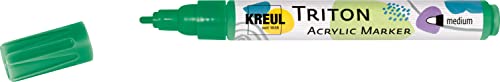 KREUL 17706 - Triton Acrylic Marker medium, Permanentgrün, Stichstärke 1 bis 3 mm, für Linien und Schriften, seidenmatt auftrocknend, hohe Farbintensität, wetterfest auf saugenden Untergründen von Kreul