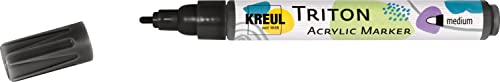 KREUL 17709 - Triton Acrylic Marker medium, Schwarz, Stichstärke 1 bis 3 mm, für Linien und Schriften, seidenmatt auftrocknend, hohe Farbintensität, wetterfest auf saugenden Untergründen von Kreul