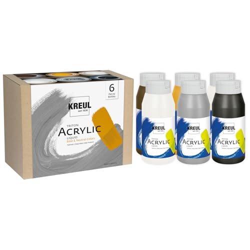 Kreul 17798 - Triton Acrylic Liquid Set Base & Neutral Colors 6 x 750 ml, Technikset mit hochwertigen Künstler-Acrylfarben für Untermalungen, Skizzen sowie zum Aufhellen, Abdunkeln und Grundieren Kreul 17798 - Triton Acrylic Liquid Set Base & Neutral Colors 6 x 750 ml, Technikset mit hochwertigen Künstler-Acrylfarben für Untermalungen, Skizzen sowie zum Aufhellen, Abdunkeln und Grundieren von Kreul