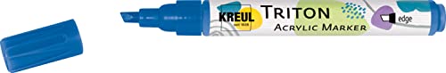 KREUL 17807 - Triton Acrylic Marker edge, kobaltblau, Keilspitze, Strichstärke circa 1 bis 4 mm, auf Wasserbasis, Acrylmarker zur Gestaltung von Papier, Holz, Stein und vielem mehr von Kreul