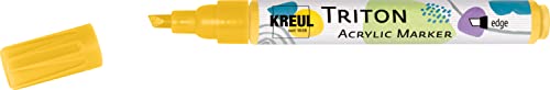 KREUL 17810 - Triton Acrylic Marker edge, maisgelb, Keilspitze, Strichstärke circa 1 bis 4 mm, auf Wasserbasis, Acrylmarker zur Gestaltung von Papier, Holz, Stein und vielem mehr von Kreul