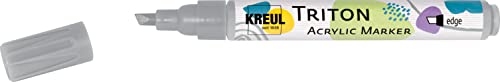 KREUL 17849 - Triton Acrylic Marker Edge, Neutralgrau, Stichstärke 1 bis 4 mm, mit Edge-Spitze als Allrounder, seidenmatt auftrocknend, hohe Farbintensität, wetterfest auf saugenden Untergründen von Kreul