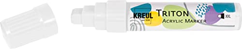 KREUL 17917 - Triton Acrylic Marker XXL, weiß, Strichstärke circa 15 mm, auf Wasserbasis, seidenmatt auftrocknend, Acrylmalstift zur Gestaltung von Papier, Holz, Stein und vielem mehr von Kreul