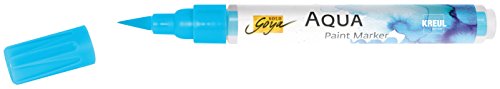 KREUL 18105 - Solo Goya Aqua Paint Marker cyan, Künstlerstift mit elastischer Pinselspitze und Faserstabsystem, wasserlösliche Farbe, zum Skizzieren und Kolorieren von Kreul