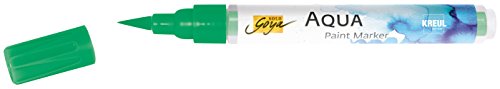 KREUL 18108 - Solo Goya Aqua Paint Marker permanentgrün, Künstlerstift mit elastischer Pinselspitze und Faserstabsystem, wasserlösliche Farbe, zum Skizzieren und Kolorieren von Kreul