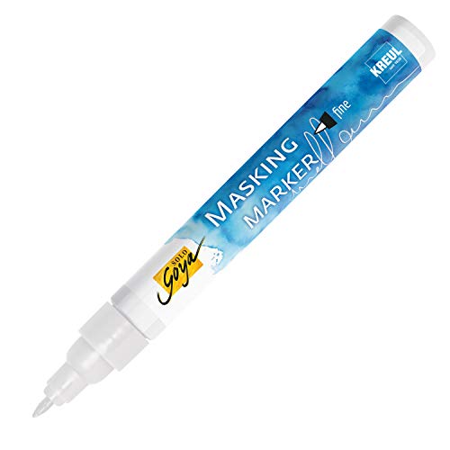 KREUL 18160 - Solo Goya Masking Marker fine, Strichstärke 1 - 2 mm, abziehbares Rubbelkrepp in Markerform, für präzise und kantenscharfe Linienführung inmitten fließender Aquarellfarbe, Blue von Kreul