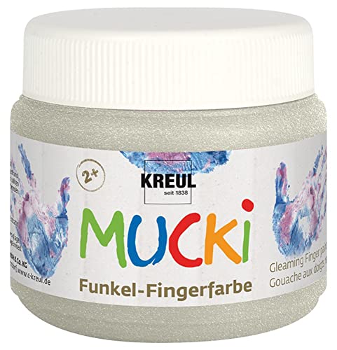 KREUL 23124 - Mucki schimmernde Funkel - Fingerfarbe, 150 ml in Drachen silber, auf Wasserbasis, parabenfrei, glutenfrei, laktosefrei und vegan, auswaschbar, vermalbar mit Pinsel und Fingern KREUL 23124 - Mucki schimmernde Funkel - Fingerfarbe, 150 ml in Drachen silber, auf Wasserbasis, parabenfrei, glutenfrei, laktosefrei und vegan, auswaschbar, vermalbar mit Pinsel und Fingern von Kreul