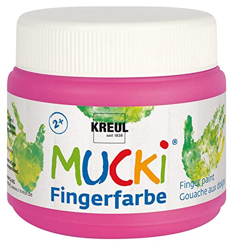 KREUL 23127 - Mucki leuchtkräftige Neon - Fingerfarbe, 150 ml in Quietsch pink, auf Wasserbasis, parabenfrei, glutenfrei, laktosefrei und vegan, auswaschbar, vermalbar mit Pinsel und Fingern von Kreul