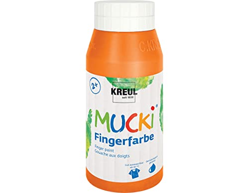 KREUL 23203 - Mucki leuchtkräftige Fingerfarbe, 750 ml in orange, auf Wasserbasis, parabenfrei, glutenfrei, laktosefrei und vegan, auswaschbar, vermalbar mit Pinsel, Schwamm, Spachtel und Fingern KREUL 23203 - Mucki leuchtkräftige Fingerfarbe, 750 ml in orange, auf Wasserbasis, parabenfrei, glutenfrei, laktosefrei und vegan, auswaschbar, vermalbar mit Pinsel, Schwamm, Spachtel und Fingern von Kreul