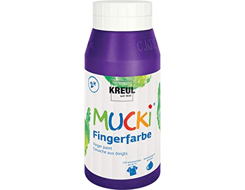 KREUL 23207 - Mucki leuchtkräftige Fingerfarbe, 750 ml in violett, auf Wasserbasis, parabenfrei, glutenfrei, laktosefrei und vegan, auswaschbar, vermalbar mit Pinsel, Schwamm, Spachtel und Fingern von KREUL