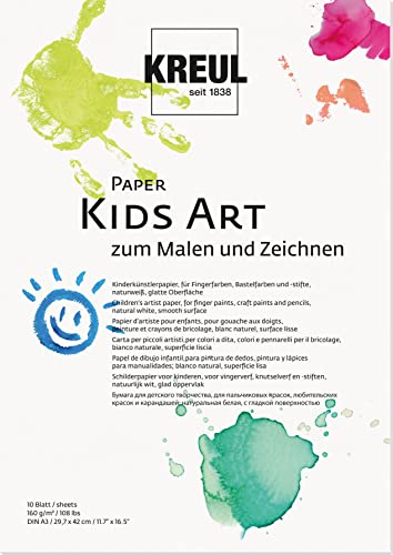 KREUL 27502 - Paper Kids Art zum Malen und Zeichnen, DIN A3, 20 Blatt, Kinderkünstlerpapier, naturweiß, glatte Oberfläche, geeignet für Fingerfarben, Bastelfarben und -stifte von Kreul