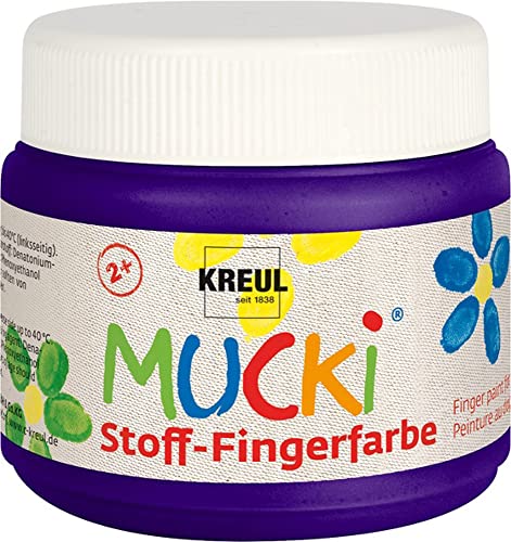 KREUL 28110 - Mucki leuchtkräftige Stoff - Fingerfarbe, 150 ml in violett, auf Wasserbasis, parabenfrei, glutenfrei, laktosefrei und vegan, optimal für die Anwendung mit Fingern und Händen von Kreul
