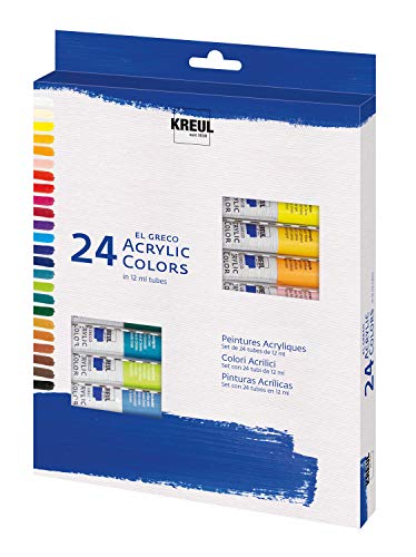 KREUL 28253 - El Greco Acrylfarben, 24 x 12 ml, glänzende, hochpigmentierte Acrylfarbe in Studienqualität, buttrig vermalbar, für pastose Malerei KREUL 28253 - El Greco Acrylfarben, 24 x 12 ml, glänzende, hochpigmentierte Acrylfarbe in Studienqualität, buttrig vermalbar, für pastose Malerei von Kreul