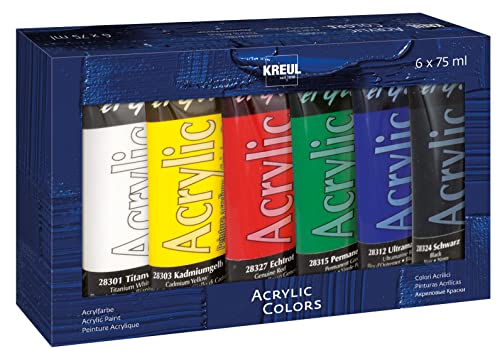 KREUL 28260 - El Greco Acrylfarben, 6 x 75 ml, glänzende, hochpigmentierte Acrylfarbe in Studienqualität, buttrig vermalbar, für pastose Malerei KREUL 28260 - El Greco Acrylfarben, 6 x 75 ml, glänzende, hochpigmentierte Acrylfarbe in Studienqualität, buttrig vermalbar, für pastose Malerei von Kreul