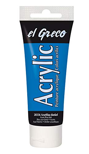 KREUL 28336 - El Greco Acrylic, 75 ml Tube in azurblau dunkel, hochpigmentierte, glänzende Acrylfarbe in Studienqualität, buttrig vermalbar, für pastose Malerei von Kreul