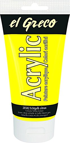 KREUL 28502 - El Greco Acrylic, 150 ml Tube in zitron, hochpigmentierte, glänzende Acrylfarbe in Studienqualität, buttrig vermalbar, für pastose Malerei von Kreul
