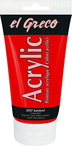 KREUL 28507 - El Greco Acrylic, 150 ml Tube in karminrot, hochpigmentierte, glänzende Acrylfarbe in Studienqualität, buttrig vermalbar, für pastose Malerei KREUL 28507 - El Greco Acrylic, 150 ml Tube in karminrot, hochpigmentierte, glänzende Acrylfarbe in Studienqualität, buttrig vermalbar, für pastose Malerei von Kreul