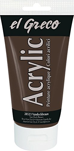 KREUL 28523 - El Greco Acrylic, 150 ml Tube in vandyckbraun, hochpigmentierte, glänzende Acrylfarbe in Studienqualität, buttrig vermalbar, für pastose Malerei von Kreul