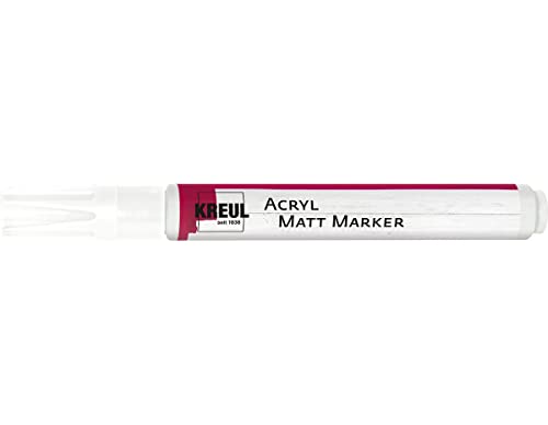 KREUL 46231 - Acryl Matt Marker Medium, mit Rundspitze ca. 2 - 4 mm, weiß, matte, permanente Acrylfarbe auf Wasserbasis, für filigrane Akzente von Kreul
