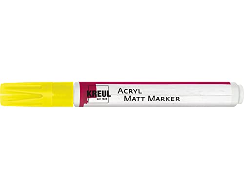 KREUL 46232 - Acryl Matt Marker Medium, mit Rundspitze ca. 2 - 4 mm, gelb, matte, permanente Acrylfarbe auf Wasserbasis, für filigrane Akzente von Kreul