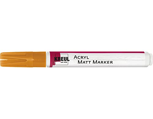 KREUL 46233 - Acryl Matt Marker Medium, mit Rundspitze ca. 2 - 4 mm, orange, matte, permanente Acrylfarbe auf Wasserbasis, für filigrane Akzente von Kreul