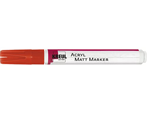 KREUL 46234 - Acryl Matt Marker Medium, mit Rundspitze ca. 2 - 4 mm, rot, matte, permanente Acrylfarbe auf Wasserbasis, für filigrane Akzente von Kreul