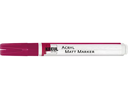 KREUL 46235 - Acryl Matt Marker Medium, mit Rundspitze ca. 2 - 4 mm, magenta, matte, permanente Acrylfarbe auf Wasserbasis, für filigrane Akzente von Kreul