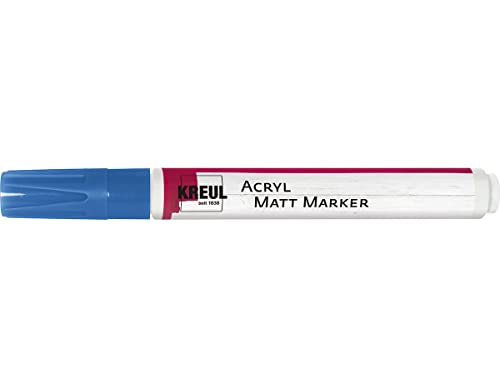 KREUL 46237 - Acryl Matt Marker Medium, mit Rundspitze ca. 2 - 4 mm, blau, matte, permanente Acrylfarbe auf Wasserbasis, für filigrane Akzente von Kreul