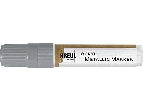 KREUL 46252 - Acryl Metallic Marker XXL, mit Keilspitze ca. 15 mm, silber, permanente Acrylfarbe mit Metalliceffekt, für puristische Elemente von Kreul