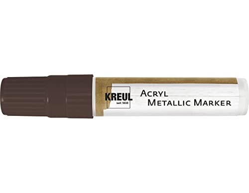 KREUL 46253 - Acryl Metallic Marker XXL, mit Keilspitze ca. 15 mm, kupfer, permanente Acrylfarbe mit Metalliceffekt, für puristische Elemente von Kreul