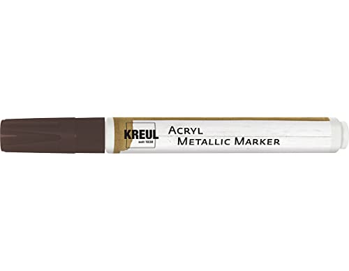 KREUL 46263 - Acryl Metallic Marker Medium, mit Rundspitze ca. 2 - 4 mm, kupfer, permanente Acrylfarbe mit Metalliceffekt, für filigrane Akzente von Kreul