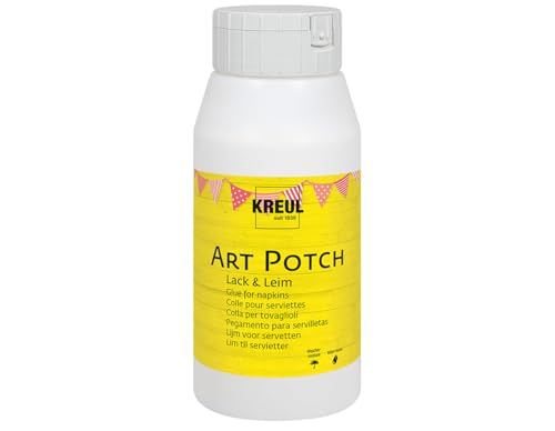 KREUL 49253 - Art Potch Lack und Leim, transparent, 750 ml, Serviettentechnik- und Dekokleber auf Wasserbasis, für Holz, Keramik, Stein und Karton von Kreul