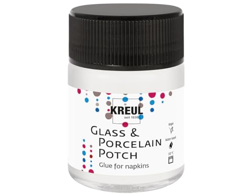 KREUL 49450 - Porzellan Potch, 50 ml Glas, transparenter Serviettenkleber und Lack für Gestaltungen auf Porzellan und Glas, auf Wasserbasis von Kreul