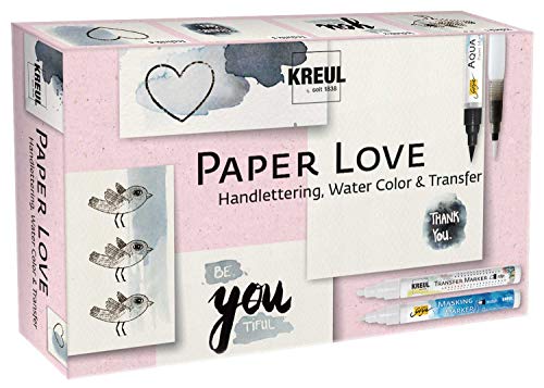 KREUL 49933 - Paper Love, Kreativ Set für alle Papierliebhaber, Masking Marker fine, Aqua Paint Marker schwarz, Transfer Marker edge, Wassertankpinsel, Motivbogen und Block 10 Blatt DIN A6 KREUL 49933 - Paper Love, Kreativ Set für alle Papierliebhaber, Masking Marker fine, Aqua Paint Marker schwarz, Transfer Marker edge, Wassertankpinsel, Motivbogen und Block 10 Blatt DIN A6 von Kreul