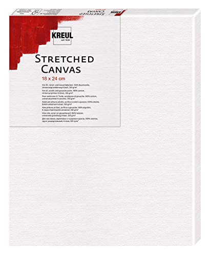 KREUL 591824 - Stretched Canvas, Keilrahmen 18 x 24 cm in Einsteigerqualität, ideal für Acryl- und Gouachefarben, Leinwand aus Baumwolle 4 fach grundiert von Kreul