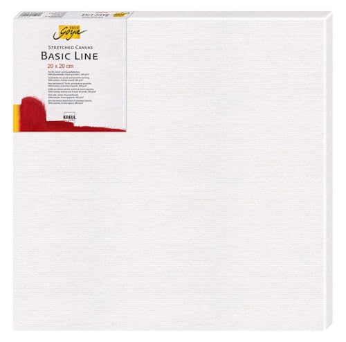 KREUL 62020 - Solo Goya Stretched Canvas Basic Line, Keilrahmen 20 x 20 cm, mit Leinwand aus Baumwolle 4 fach grundiert, ideal für Öl-, Acryl- und Gouachefarben, Weiß von Kreul