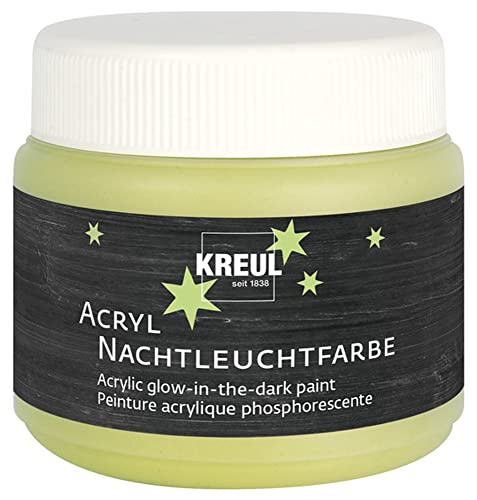 KREUL 74347 – Acryl Leuchtfarbe 150 ml, Nachtleuchtfarbe auf Wasserbasis, zum Bemalen von Holz, Papier, Karton, Styropor, Stein und vielem mehr, Gelb von Kreul