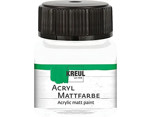 KREUL 75201 - Acryl Mattfarbe, weiß im 20 ml Glas, cremig deckende, schnelltrocknende Farbe auf Wasserbasis, für viele verschiedene Untergründe geeignet von Kreul