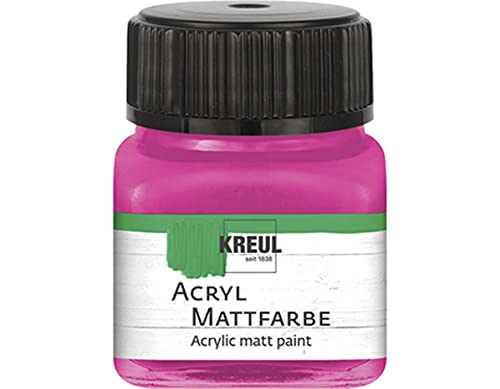 KREUL 75211 - Acryl Mattfarbe, pink im 20 ml Glas, cremig deckende, schnelltrocknende Farbe auf Wasserbasis, für viele verschiedene Untergründe geeignet von Kreul
