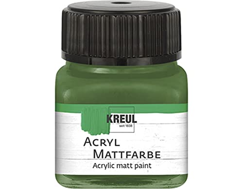 KREUL 75212 - Acryl Mattfarbe, olivgrün im 20 ml Glas, cremig deckende, schnelltrocknende Farbe auf Wasserbasis, für viele verschiedene Untergründe geeignet von Kreul