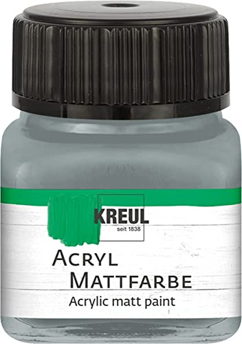 KREUL 75227 - Acryl Mattfarbe, blaugrau im 20 ml Glas, cremig deckende, schnelltrocknende Farbe auf Wasserbasis, für viele verschiedene Untergründe geeignet von Kreul