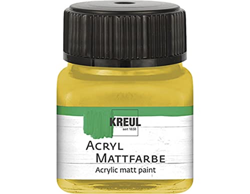 KREUL 75230 - Acryl Mattfarbe, gold im 20 ml Glas, cremig deckende, schnelltrocknende Farbe auf Wasserbasis, für viele verschiedene Untergründe geeignet von Kreul