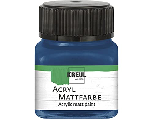Kreul 75253 - Acryl Mattfarbe, dunkelblau im 20 ml Glas, cremig deckende, schnelltrocknende Farbe auf Wasserbasis, für viele verschiedene Untergründe geeignet von Kreul