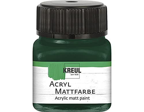 KREUL 75270 - Acryl Mattfarbe, tannengrün im 20 ml Glas, cremig deckende, schnelltrocknende Farbe auf Wasserbasis, für viele verschiedene Untergründe geeignet von Kreul